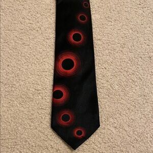 Stylish Black Tie with Red Circles